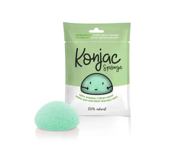 Burete Konjac cu ceai verde pentru ten mixt si gras, Konjac Sponge