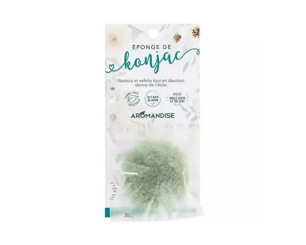 Burete natural Konjac cu argila verde si ceai verde - Aromandise