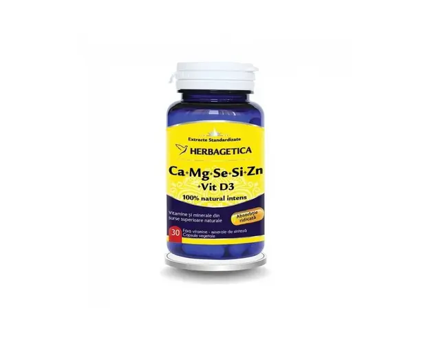 Ca+Mg+Se+Si+Zn cu vitamina D3 - Herbagetica
