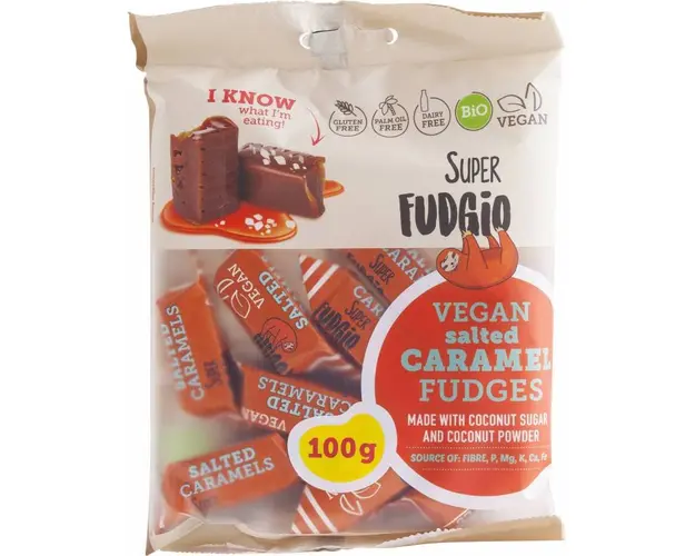 Caramele cu aroma de caramel sarat, eco-bio, 100 g, Super Fudgio