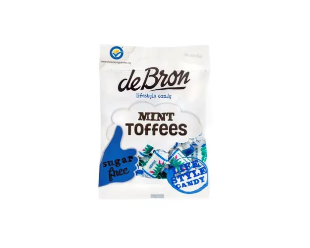 Caramele cu aroma de menta, fara zahar, 90g - DeBron