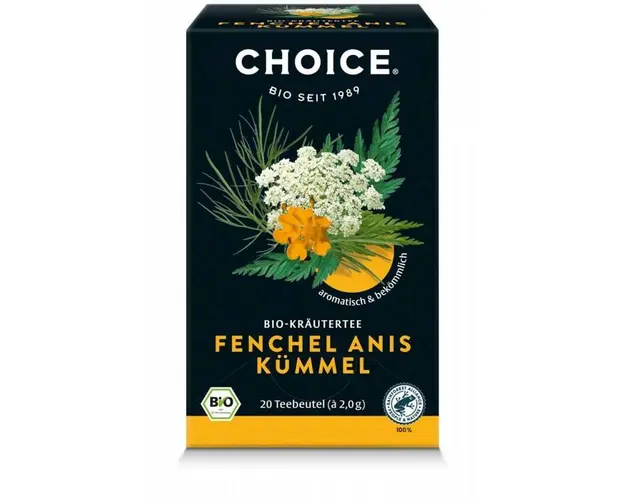 Ceai bio din plante fenicul, anason si chimen, 20 pliculete a 2 g /