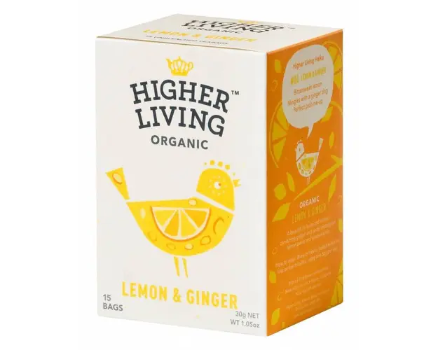 Ceai lamaie si ghimbir eco-bio, 15 plicuri, Higher Living
