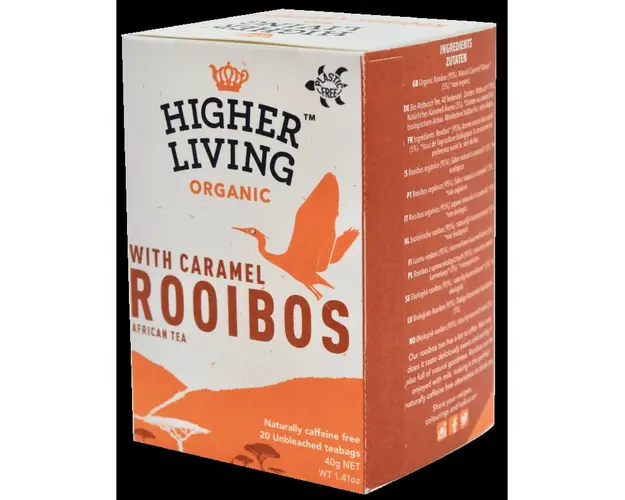 Ceai ROOIBOS si CARAMEL eco-bio, 20 plicuri, Higher Living