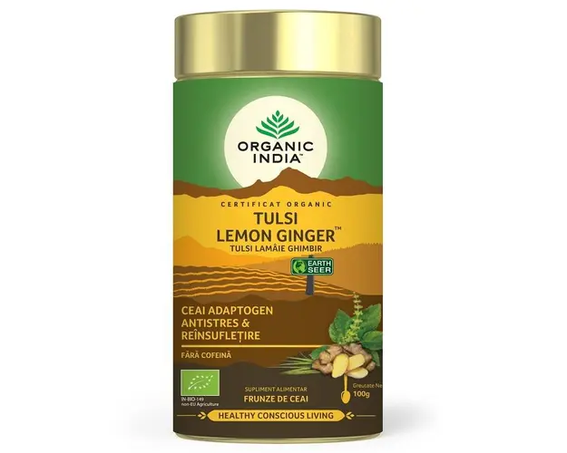 Ceai Tulsi Turmeric si Ghimbir, 25 plicuri, Organic India