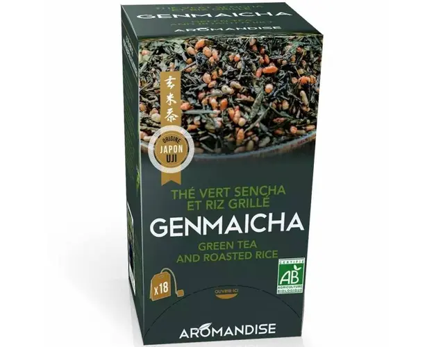 Ceai verde cu orez Genmaicha, eco-bio, 18 pliculete x 2g - Aromandise