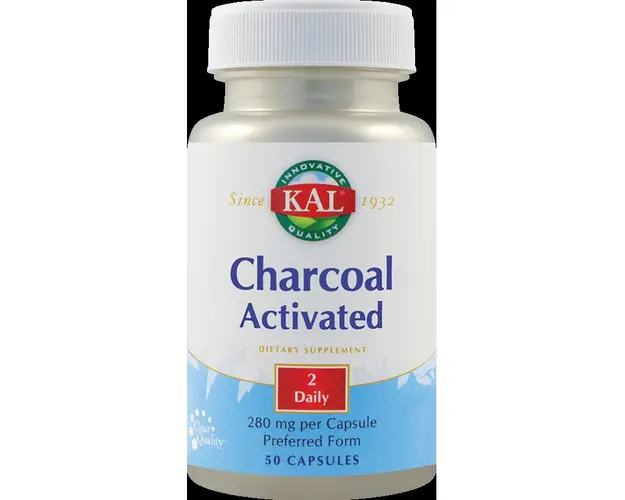 Charcoal Activated (Carbune medicinal) 280mg, 50 caps, KAL, Secom