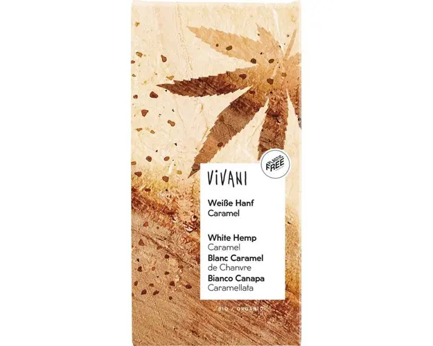 Ciocolata alba cu canepa si caramel, eco-bio, 80 g, Vivani