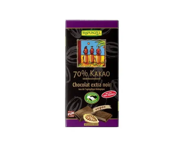 Ciocolata amaruie 70% cacao, eco-bio, 80g - Rapunzel