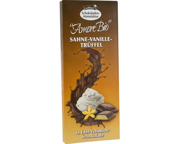 Ciocolata cu lapte umpluta cu frisca, vanilie si trufe, 100g -