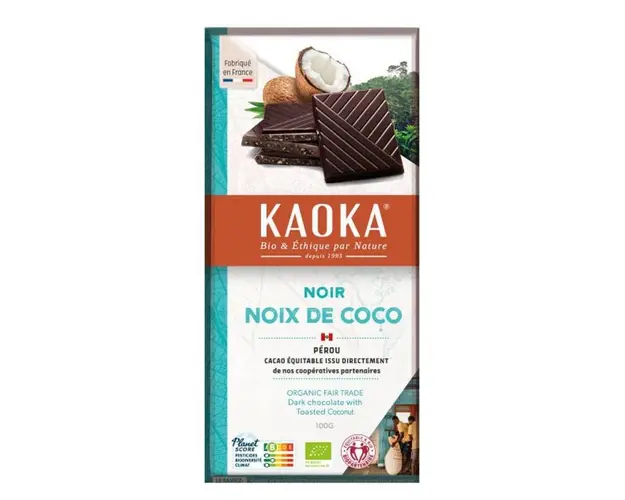 Ciocolata neagra 58% cu cocos, 100g - Kaoka