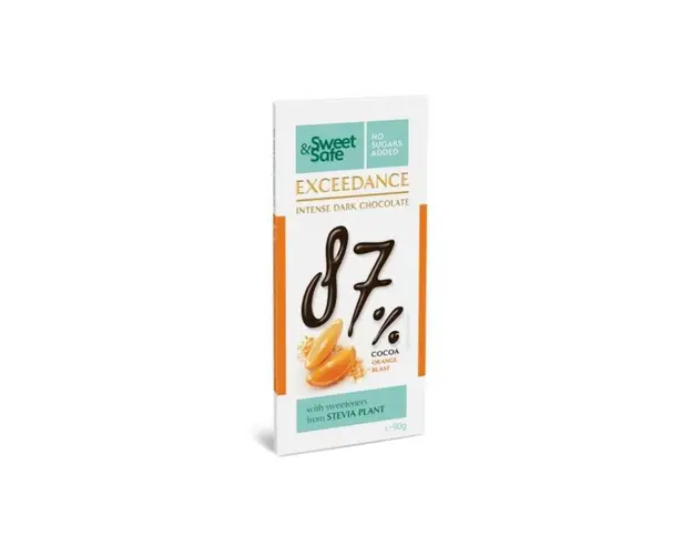 Ciocolata neagra 87% cu portocale, 90g - SLY NUTRITIA