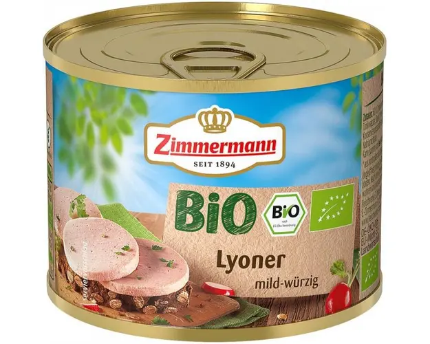 Conserva cu carne, eco-bio, fara gluten, 200 g, Lyoner Zimmermann