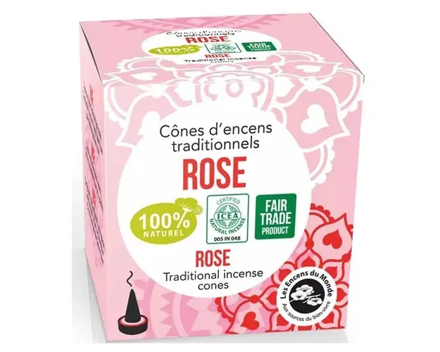 Conuri parfumate naturale trandafir, indiene 12 bucati - Aromandise