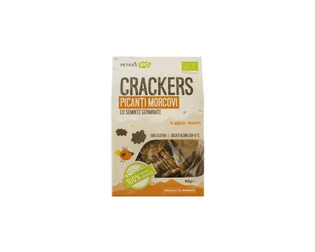 Crackers picanti cu morcovi si seminte germinate RAW - 100g - Petras