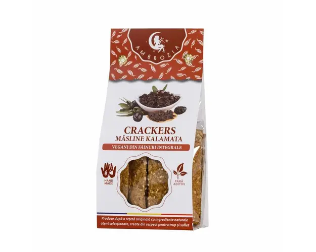 CRACKERS VEGANI CU MASLINE KALAMATA  107g - Hiper Ambrozia