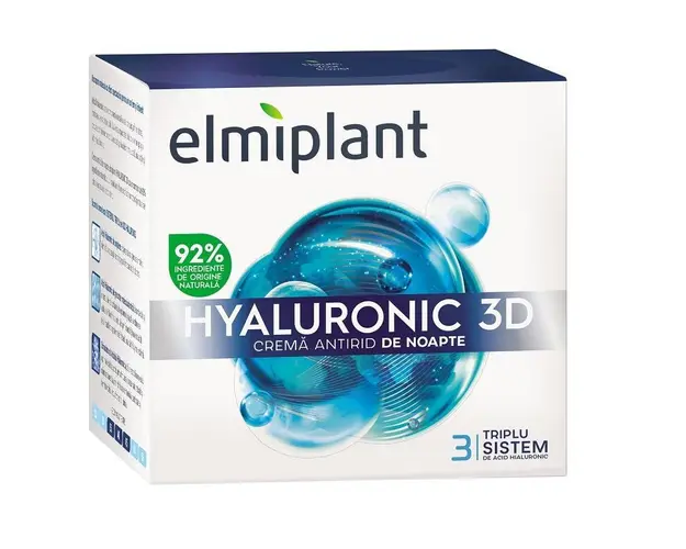 Crema antirid de noapte cu acid hyaluronic 3D, 50 ml - ELMIPLANT