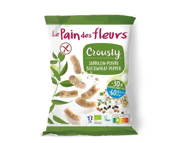 Crousty - Pufuleti cu hrisca cu piper, fara gluten, 75 g, Le pain