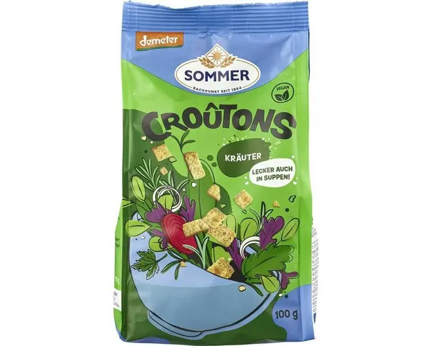 Crutoane vegane cu ierburi, eco-bio, 100 g, Demeter, Sommer-Co