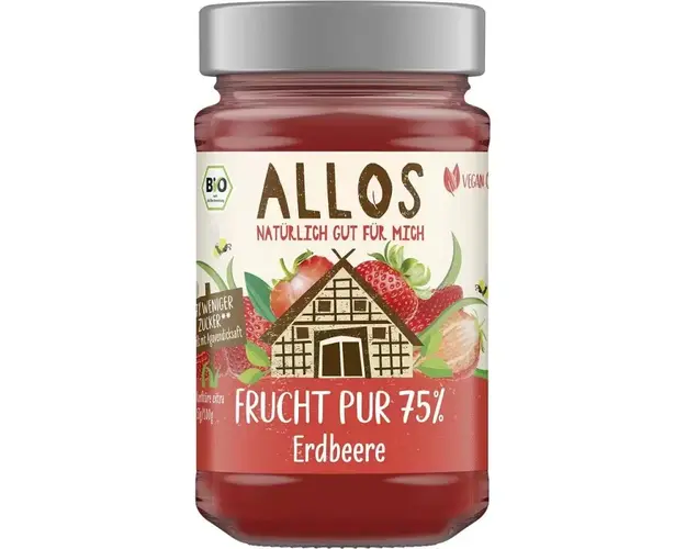 Dulceata de capsuni cu sirop de agave, 75% fruct, eco-bio, 250 ml,