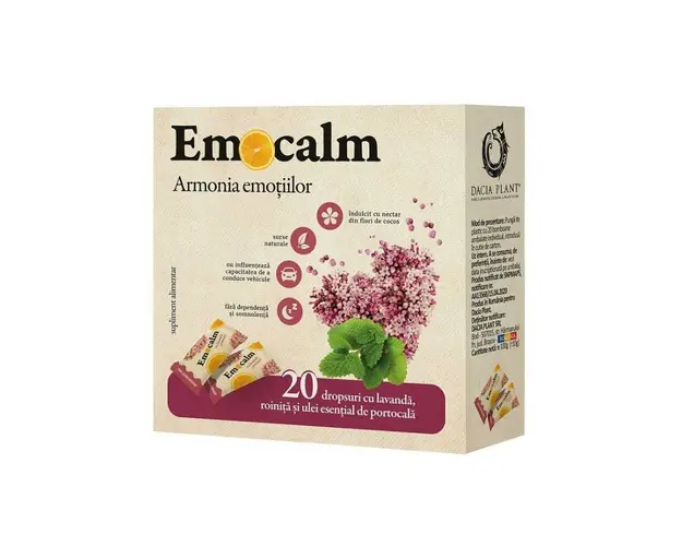 Emocalm drajeuri cu lavanda si roinita 20buc - Dacia Plant