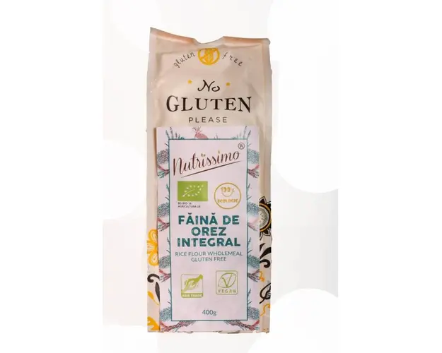 Faina de orez integral, fara gluten, 400g - Nutrissimo
