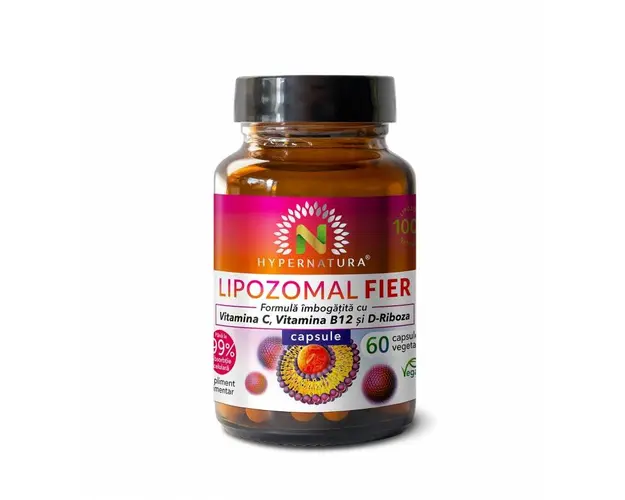 Fier + Vit.C + Vit.B12 + D + D-Riboza Lipozomal, 60 cps, Hyperfarm