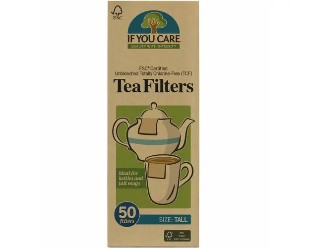 Filtre de ceai inalte, nealbite, fara clor, compostabile, 50 bucati,