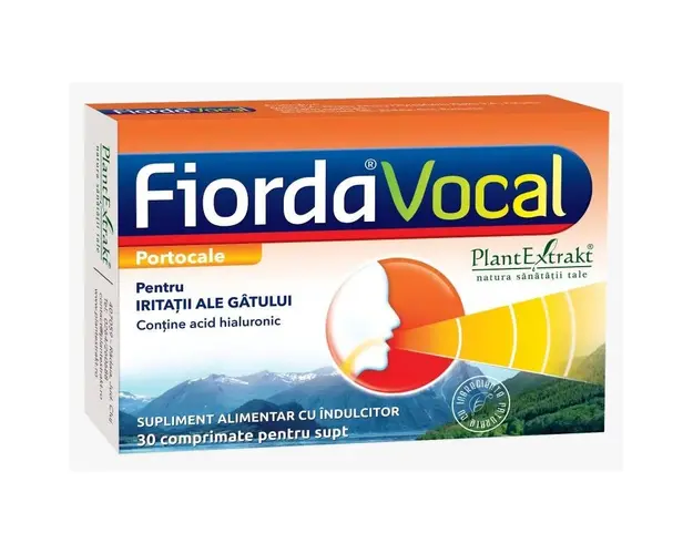 FIORDA VOCAL, 30 comprimate de supt cu gust de portocale, Plantextrakt