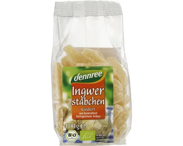 Ghimbir confiat, eco-bio, 100 g, Dennree
