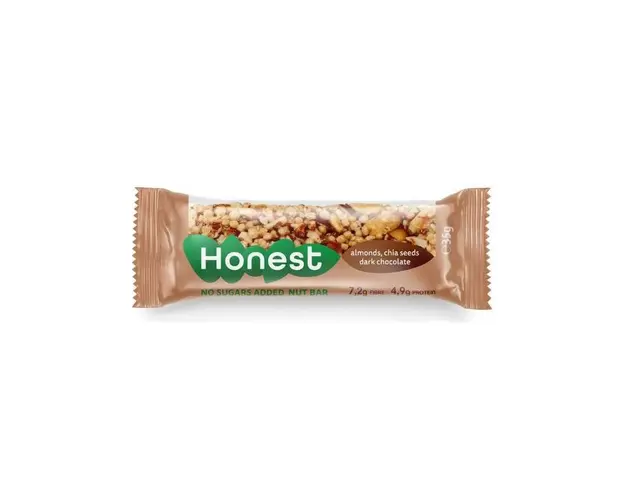 HONEST BATON cu MIGDALE, CHIA SI CIOCOLATA AMARA Fara Zahar 35g -