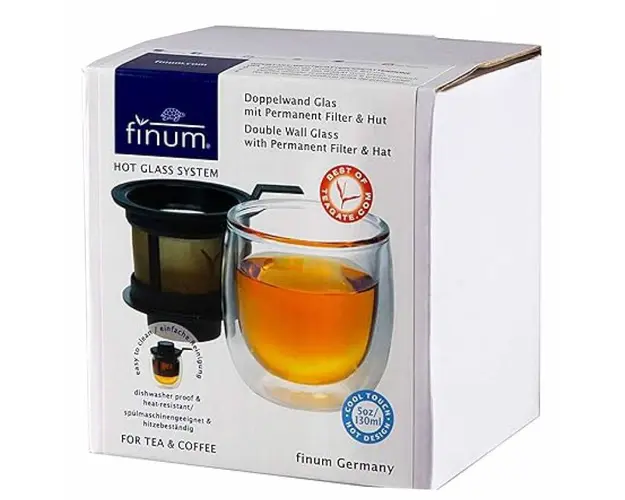 Hot Glass System, pahar cu pereti dubli pentru ceai, cu filtru