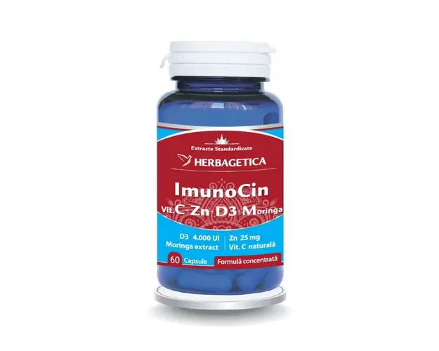 IMUNOCIN, vitamina C, D3, Zinc si Morniga, 60 capsule, Herbagetica
