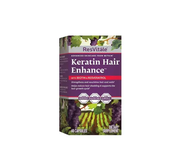 Keratin Hair Enhance Cu Biotina &amp; Resver 60 Capsule - GNC
