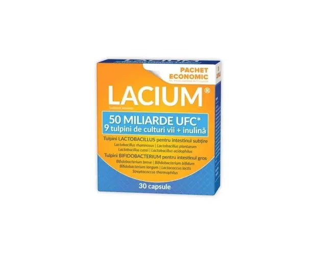 LACIUM 50 MILIARDE UFC - probiotic cu 9 tulpini si inulina, 30