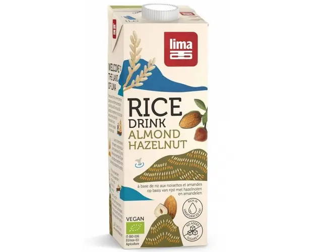 Lapte vegetal de orez cu migdale si alune de paudre bio 1l - Lima