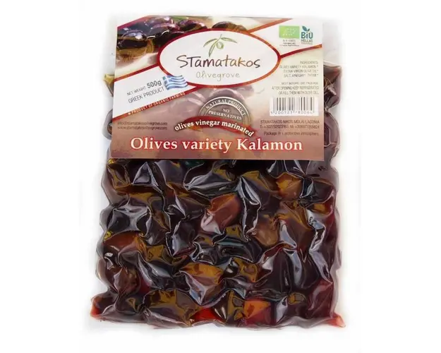 Masline Kalamata marinate in otet, vidate, eco-bio 500g