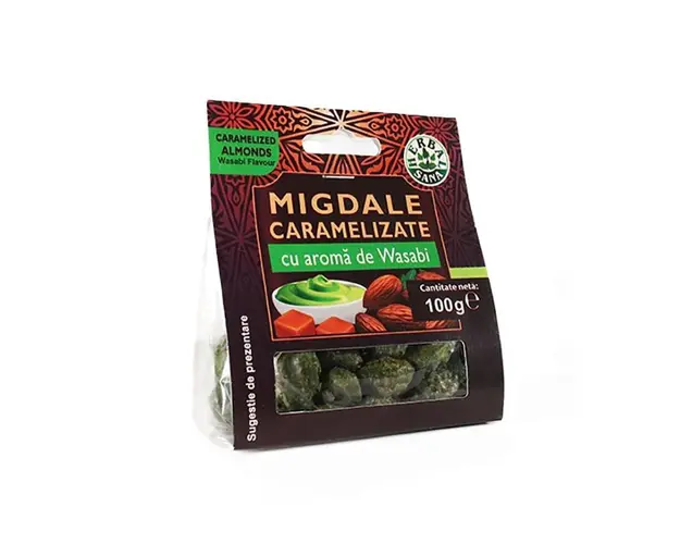 MIGDALE CARAMELIZATE CU AROMA DE WASABI, 100 G, HERBAVIT