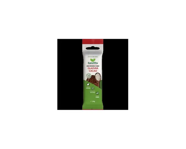 Mini rondele din orez cu glazura cacao, 24g - Sano Vita