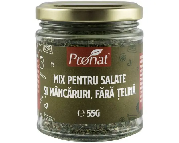 Mix de condimente pentru slate si mancaruri, fara telina, 55g, Pronat