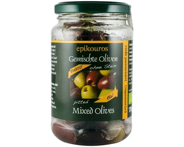Mix de masline crude, fara samburi, eco-bio, 170g - Epikouros