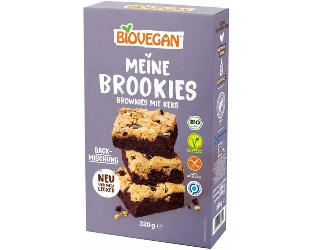 Mix pentru Brookies, Brownies cu biscuiti, eco-bio, 320 g, Biovegan