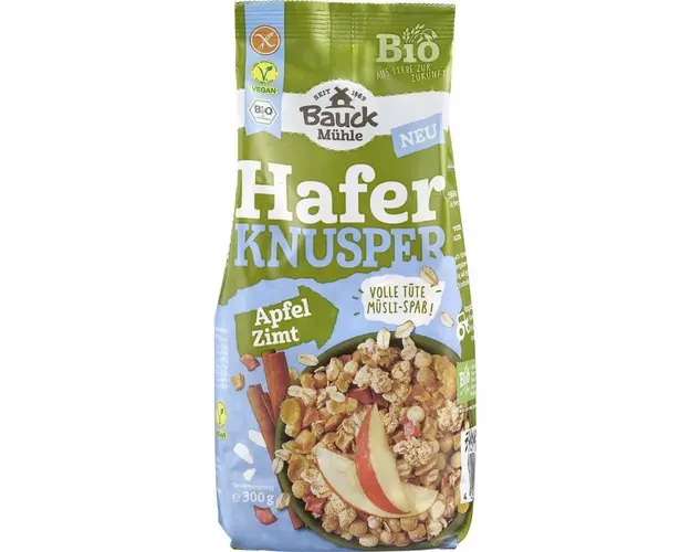 Musli crocant cu ovaz, mere si scortisoara, fara gluten, eco-bio,