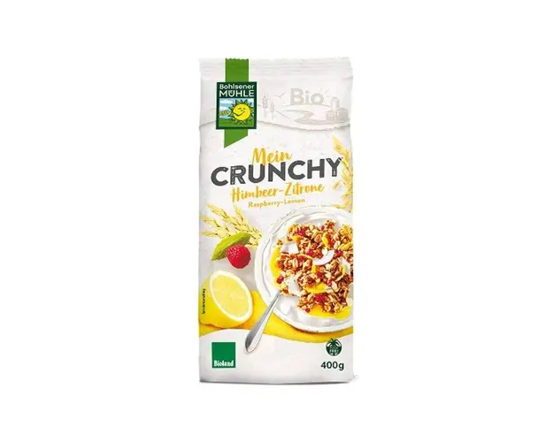 Musli Crunchy cu zmeura si lamaie, 400g - Bohlsener Muhle