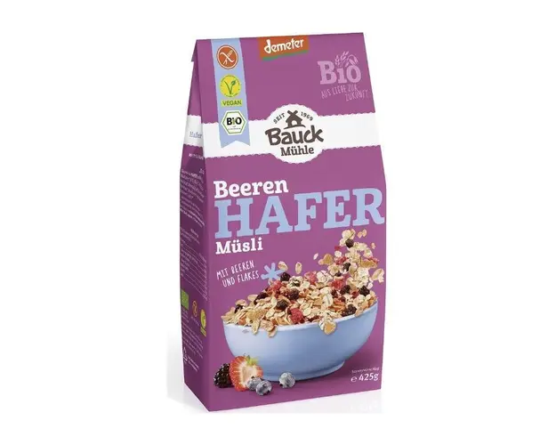 Musli cu ovaz si fructe de padure, Fara gluten Eco-Bio 425g - BauckHof