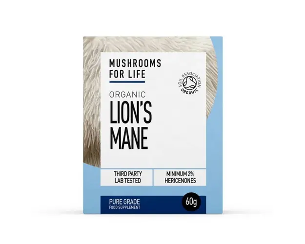 Organic Lions Mane Mushroom, 60g, Pure Grade Extract Powder,