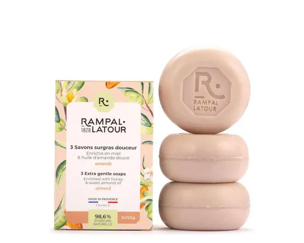 Pachet 3 sapunuri naturale - migdale, 375g, RAMPAL LATOUR