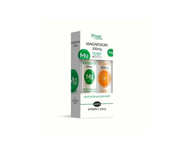 Pachet MAGNESIUM 300mg cu Stevia 20tb + VITAMINA C 500mg 20tb -