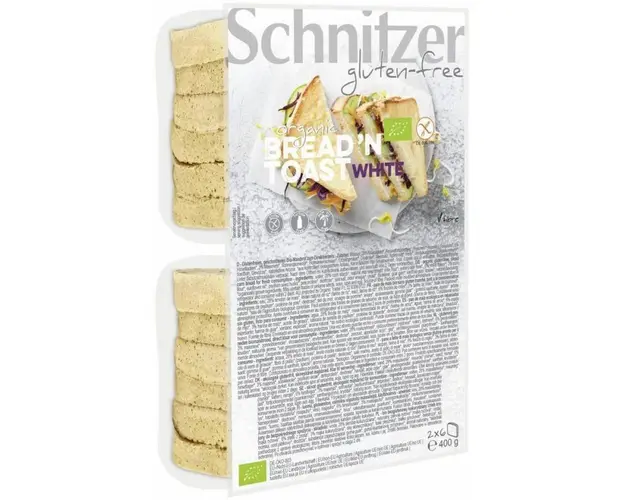 Paine toast alba, fara gluten, 400 g, Schnitzer