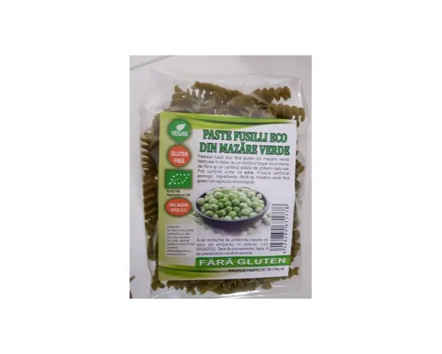 Paste fusili cu mazare verde, fara gluten, 250g - Deco